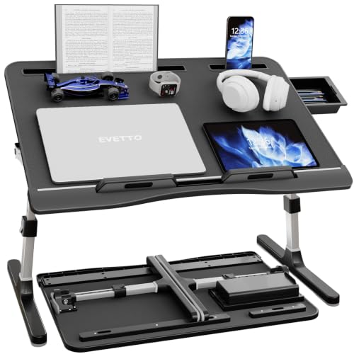 Laptop Desk for Bed, EVETTO X-Large Leather Adjustable Laptop Table