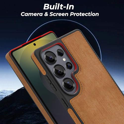 Image of A rtistque Premium Pu Leather Back Cover Case for Samsung Galaxy S25 Ultra 5G | Inner Fabric |Smooth Hand Feel | Drop Protection | Raised Camera Edge | Stylish Design | S25 Ultra Back Cover - Brown