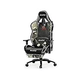 KouRy Racing Style Gaming Chair with High Backrest, Recliner, Swivel, Tilt, Rocker and Seat Height Adjustment, Lumbar and Headrest Pillows Included (Black)