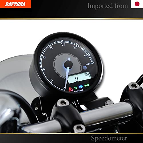 Image of DAYTONA Velona Motorcycle Gauge Displays Both Tachometer RPM and Speedometer MPH KMH Selectable, Odometer, 2 Trip Meters, Indicators, White LED Lighting and More (15,000 RPM)