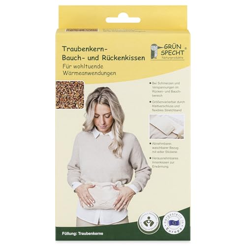 Coussin chauffant pépins de raisin Grünspecht pour soulager le dos et le ventre