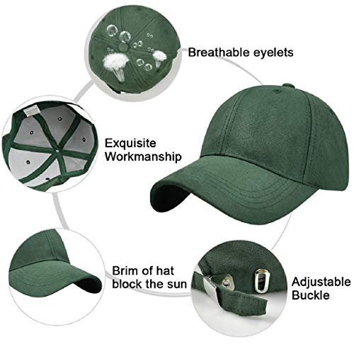 Foto von Tuopuda Baseball Cap Herren Damen Sport Kappe 6-Panel Unisex Basecap Outdoor Retro Mütze Reine Farbe Baseboard Baseballkappe Verstellbar einfarbige Baseballmütz Basecap Sommer Trucker Hut, Dunkelgrün
