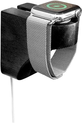 Wall Charging Stand for Apple Watch Series 9 - Black Wooden Charging Dock - Black Wood Charging Station for All iWatch - Easy Wall Mount with Included 3M Command Strips