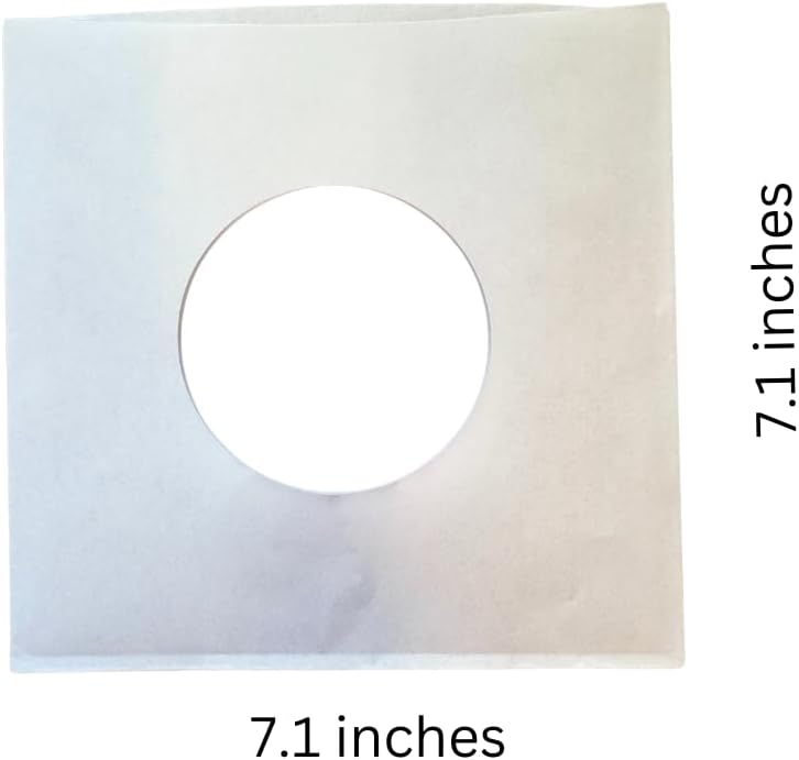 25 White Paper Sleeves for 7" Vinyl Records + 4 Yellow 45 RPM Adapters