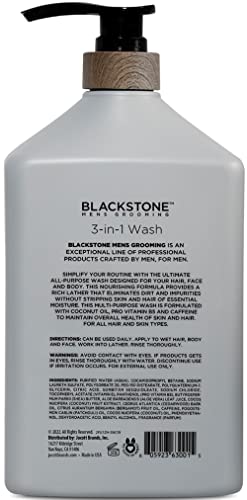 Blackstone 3-In-1 Wash For Men - Cleanses & Conditions Hair, Body, & Face | Mens Body Wash For All Skin & Hair Types | With Coconut Oil & Vitamin B5 - Sandalwood, 35 Fl Oz #TOP1