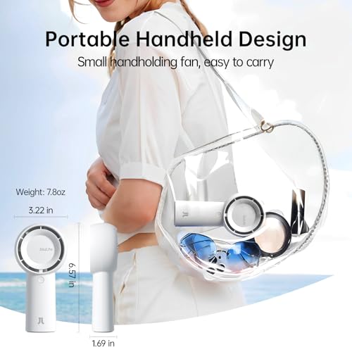 Image of JISULIFE Portable Handheld Turbo Fan Rechargeable 4000mAh 5-Speed (White) | Up to 16H max cooling, Personal Battery Powered Pocket Fan for Travel /Outdoor /Vacation /Concerts, Birthday Gifts for Women