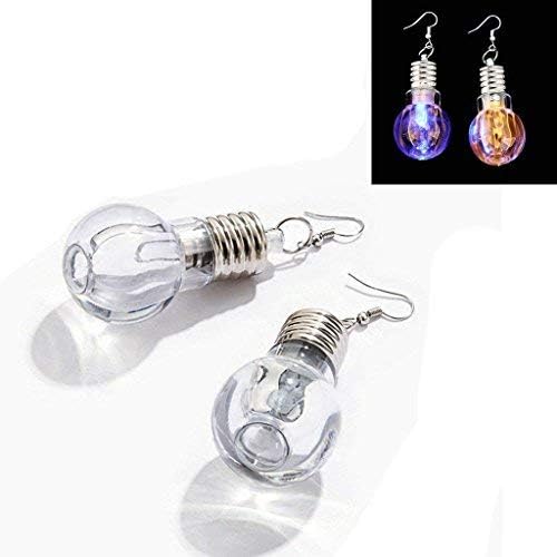 Beokeo1 Pair LED Earrings Glowing Light Up Bulb Shape Ear Drop Dance Party Accessories,Multi-Color