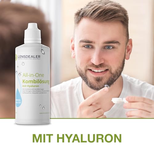 Kontaktlinsen Pflegemittel mit Hyaluron All-in-One Kombilösung Lensdealer 6x 360ml Kontaktlinsenflüssigkeit (6) - 3