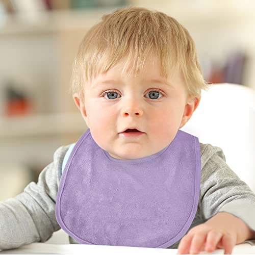 Vicloon Baby Bibs, 8Pcs Terry Bib Set, Baby Bibs For Boys, Girls,Terry Drool Cotton Bibs Waterproof Protection, Adjustable Hook-&-Loop Closure, Baby Bibs T For Feeding, Drooling(Blue) #TOP5
