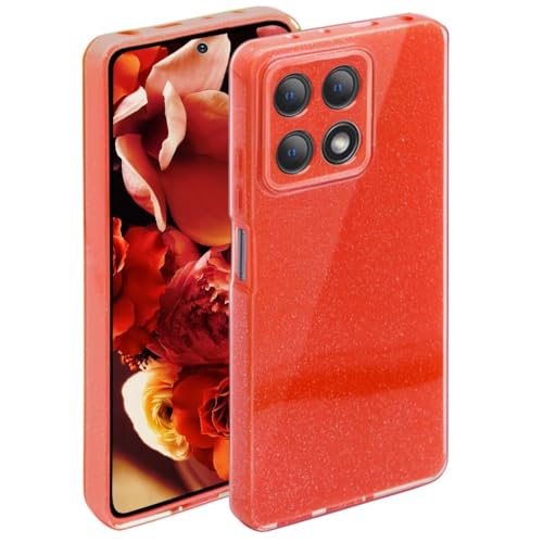 ATISIJIE Funda Glitter para Samsung Galaxy A22 5G,para Niñas y Mujeres Carcasa Glitter Brillante de Antigolpes Silicona TPU para Samsung Galaxy A22 5G Rojo
