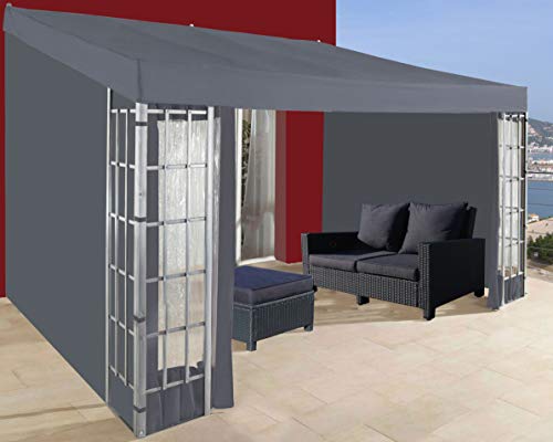 Pergola 3x4m panneau latéral gris anthracite bâche de rechange - 5
