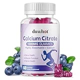 Calcium Citrate Gummies, Chewable Calcium Citrate 1000mg for Bone, Muscle & Immune Support, Ultimate Absorption Calcium Supplements for Women & Men, Blueberry, 60 Chews