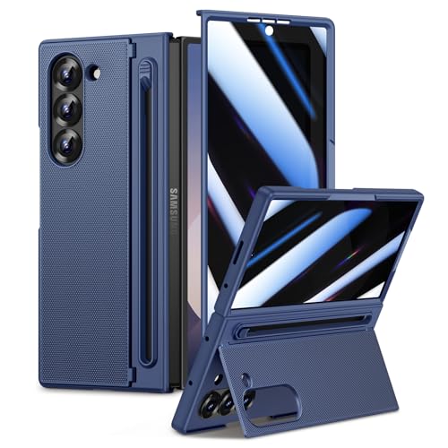 Coque Samsung Z Fold 6 Doeshine avec porte-stylet et film anti-espion bleu