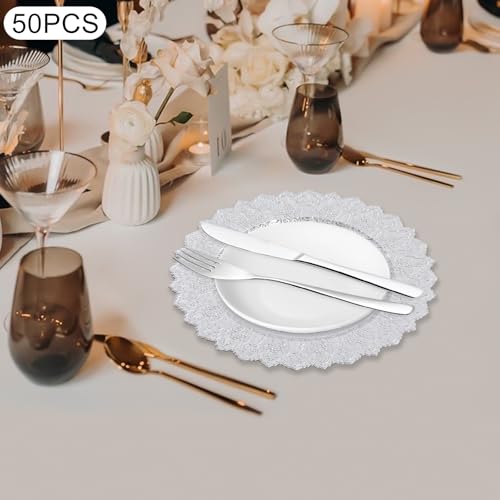 50 Platos Vintage Plateados Redondos 13" para Fiesta miniatura 4
