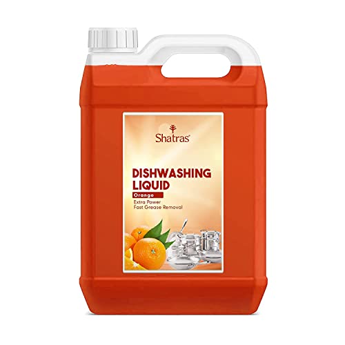 Image of Shatras Dishwash Liquid Gel Orange Can Jar, Kitchen Utensils Cleaner Removes Grease & Oil-Orange Dishwashing Liquid Gel