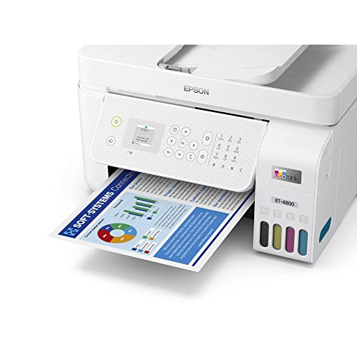 Epson Ecotank 4800 Series All-In-One Color Inkjet Printer | Print Copy Scan Fax | Wireless Ethernet Usb | Mobile & Voice-Activated Printing | Adf | Print Up To 10 Ppm | 1.44" Lcd + Delca Printer Cable #TOP5