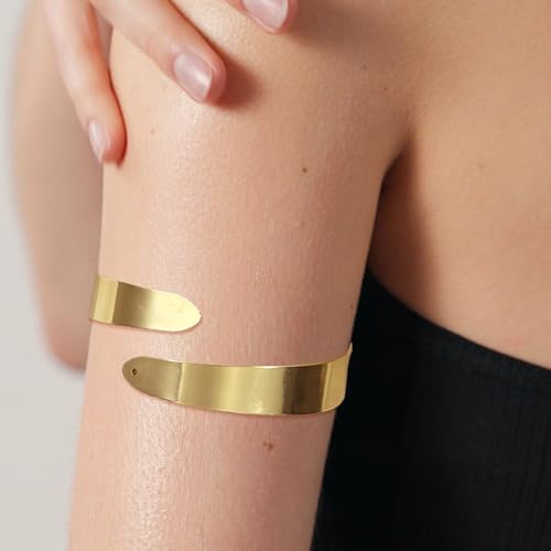 COLOYAN Adjustable Upper Arm Cuff Set for Women - 3 Stylish Bangles in Gold and Silver - Elegant Arm Jewelry Collection - Image 4