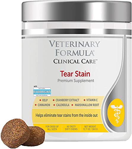 Veterinary Formula Clinical Care Tear Stain Supplements for Dogs – 90 Ct Soft Chews, Tear Stain Prevention for Dogs, Made with Natural Ingredients - Great Taste
