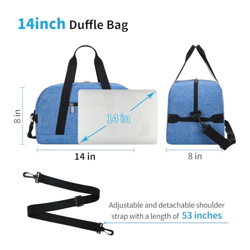 Image of Apenze Small Gym Bag 14 inch lightweight Carry On Mini Duffel Bag for Travel Sport - Denim Blue