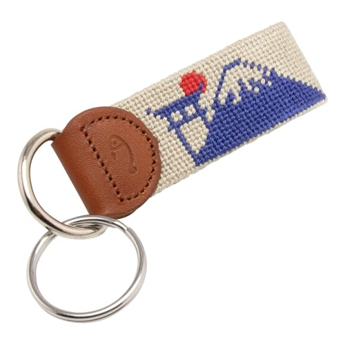Image of Leather Hand-Stitched Needlepoint Key Fob or Key Chain