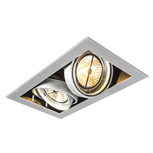 Spot Encastré Moderne En Acier 2 Lumières Orientables Ip65 - Oneon Qazqa