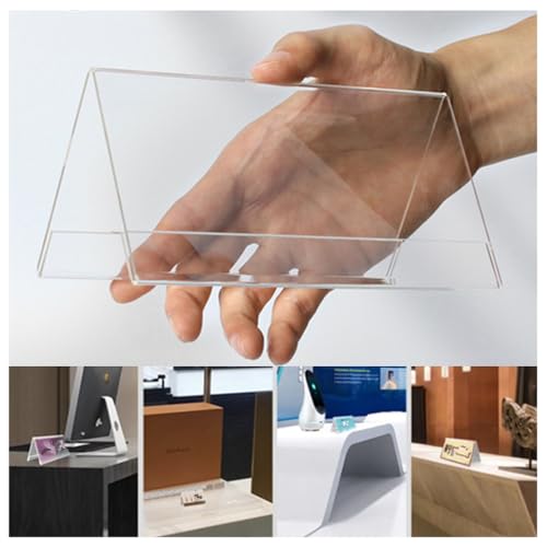 Wanfoou 12 Stück A-Aufsteller, 20 x 8 cm Tischaufsteller, Tischaufsteller Dachform, Werbeaufsteller aus Acrylglas, für Schule Büro Konferenzraum, Transparent