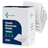 Sanosafe Garze Sterili 10 x 10 cm | Garza in tessuto non tessuto per medicazioni | Compresse extra morbide, assorbenti e senza pelucchi | EO sterilizzate | Confezione da 100 pezzi