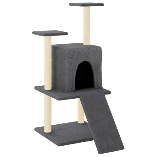 vidaXL Rascador para Gatos con Postes de sisal Gris Oscuro 110 cm