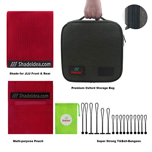 Shadeidea Sun Shade Top for Jeep Wrangler JL (2018-2023) Unlimited 4 Door Front and Rear-Cherry Red Mesh Screen Sunshade JLU Top Cover UV Blocker with Grab Bag -10 Year Warranty - Thumbnail 5