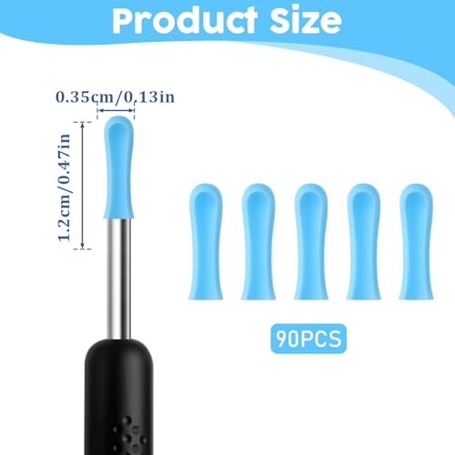 90Stück Silikon-Ohrreiniger-Kopf für Ohrenschmalz Entferner Ohrlöffel Zubehör für Ear Wax Removal Hrenschmalzentferner-Ersatzspitze Austauschbare Spitzen für Ohrreiniger Glatt Weich EarCleaner Zubehör