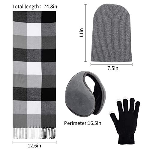 Scarf And Gloves Set - Knitted Winter Warmer Set, Winter Gloves Plaid Scarf Beanie Hat Ear Muffs For Men Women Running Skiing Cycling Yoga Outdoor Sports #TOP6