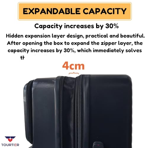 Image of 24 Inch Multifunctional Front Opening Trolley Case, Carry-On with 360 Rotation Double Spinner Casters, Polycarbonate Trolley Bag Suitcase for Travel, Work Or School Trips (Black)