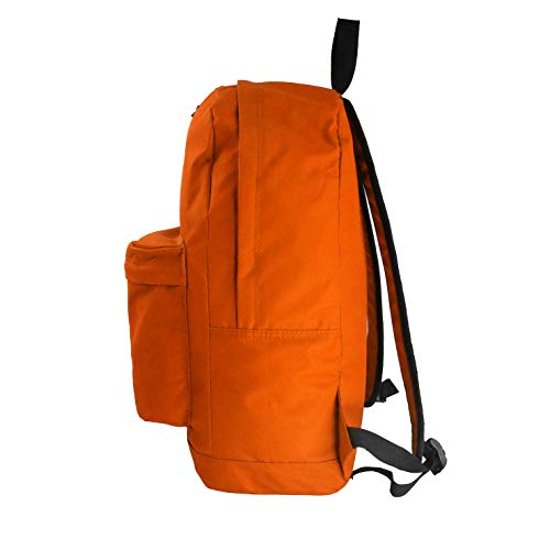 K-Cliffs Classic Bookbag Basic Backpack Simple School Book Bag Casual Student Daily Emergency Survival Daypack 18 Inch with Curved Shoulder Straps Orange