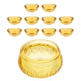 WESIEVYA 1juego Decoración Feng Shui con Cuenco Tesoro de Cristal Amarillo para Escritorio y Sala Adorno de Hogar para Oficina Regalo Significativo Que Atrae Suerte y Prosperidad