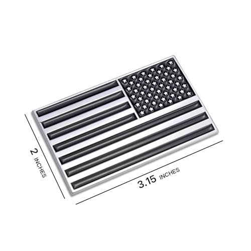Image of 3D Black American Flag Metal Car Sticker, 3.15 inch x 2 inch USA Flag Decal, Zinc Alloy Emblem for Truck, Car, Vehicles, Motocycle, Boat (Black - Mirrored)