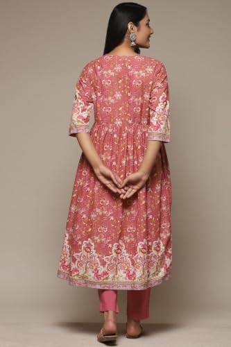 Image of BIBA Women Biba Women Cotton Regular Suit Set(SKDSKD8078E Pink S)
