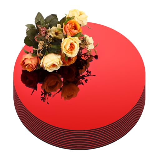 Image of Thyle 12 Pcs 10 Inch Round Mirrors for Tables Centerpieces, Red