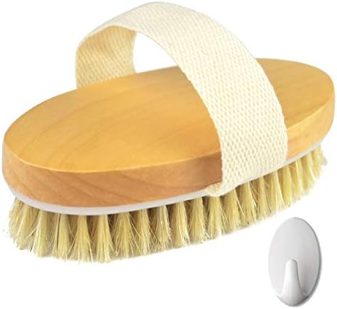 Dry Skin Body Brush,Natural Boar Bristle Wooden Handle Exfoliating Brush 2 pack