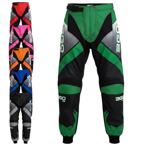 3GO Pantalon de motocross pour enfants - Pantalon de motocross junior Off Road MX pour quad, moto, quad, Pit Dirt Bike Off Road Kart ATV enfant BMX1 - Pantalon de course MX Sports, Vert, 22W