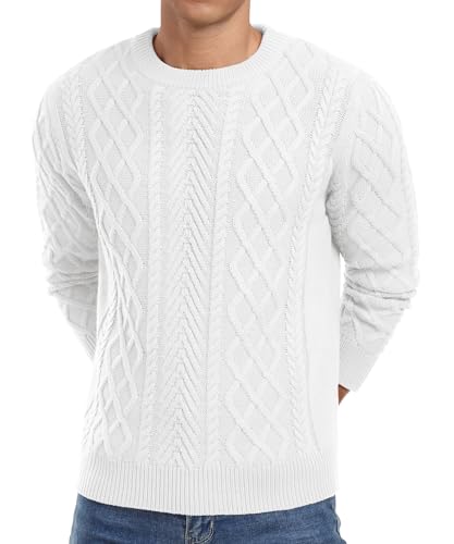 Askdeer Men's Crewneck Pullover Sweater Fisherman Long Sleeve Chunky Knit Sweater Winter Texture Knitted Sweaters4