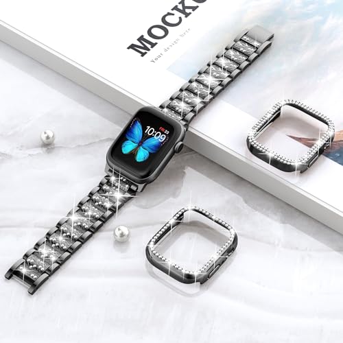 Image of SUPOIX for Apple Watch Band 41mm + Case, Bling Bands for Women (Black)