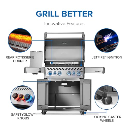 Image of Napoleon Rogue PRO-S 525 Propane Gas Grill with Infrared Side and Rear Burners, Stainless Steel, Durable 6-Burner BBQ
