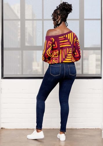 Image of D'IYANU | Hiba African Pattern Ankara Women's Sweater | Traditional Culture with Long Sleeves
