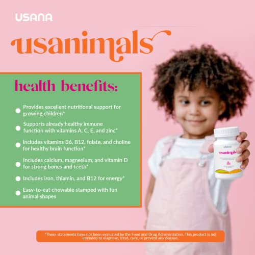 Usana Usanimals | Essentials Kid Friendly Supplements - Support An Already Healthy Immune Function And Brain Development *- 56 Tablets -Serving Size: 1 Tablet #TOP4
