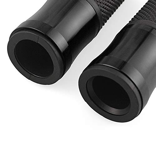 Evomosa Custom Motorcycle Aluminum+Rubber Gel 7/8"Handle Bar Grips For Cafe Racer End Bar Bike Street Atv Sports(1 Pair,Black) #TOP5