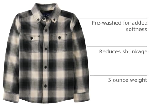 Image of The Children's Place Boys Long Sleeve Plaid Flannel Button Up Shirt