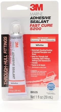 Marine Adhesive Sealant Fast Cure 5200 (06535) Permanent Bonding and Sealing for Boats and RVs Above and Below the Waterline Waterproof Repair, White, 1 fl oz Tube