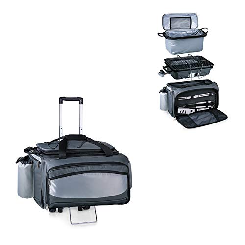 ONIVA - a Picnic Time Brand Vulcan All-In-One Tailgaiting Cooler/BBQ Set with Trolley, Gray