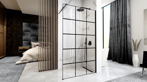 DE BESTE REA DOUCHEWAND: GLAZEN SCHEIDINGSWAND VOOR WALK-IN DOUCHE IN 8 MM ZWART MAT MET NANO-COATING VAN HOGE KWALITEIT
