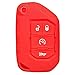 Qty(2) Alegender Rubber 4 Buttons Flip Key Cover Case Fob Remote Jacket Protector for 2018 2019 2020 2021 2022 2023 2024 Jeep Wrangler JL JLU Rubicon Gladiator JT Sahara JLU Sport JT Overland Sport S